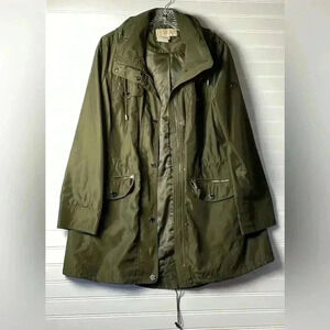 MICHAEL Michael Kors Large Full Zip Hooded Hunter Green/Gold' Jacket Woman's